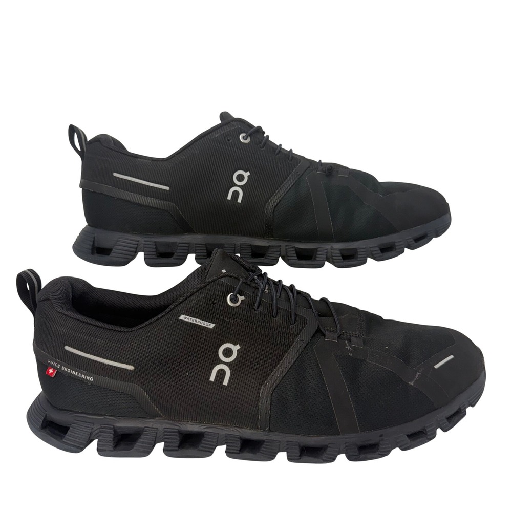 On Running Cloud 5 Waterproof Mens 13 All Black Sneakers Low Top Shoes